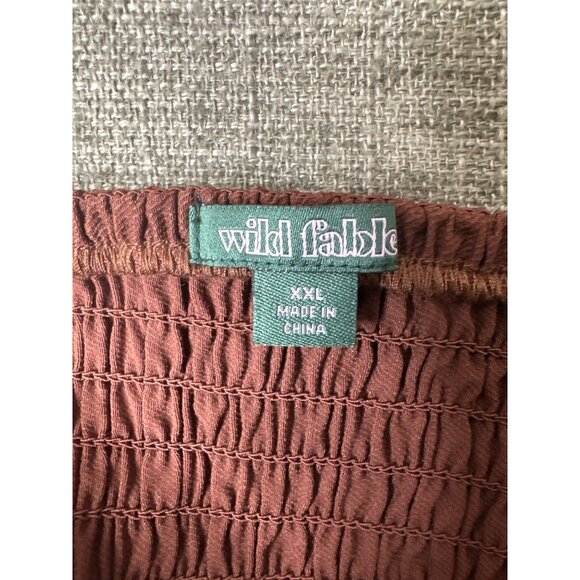 Wild Fable Brown Denim Strapless Smocked Tube Top Size XXL Summer Cruise Beach - Picture 4 of 7